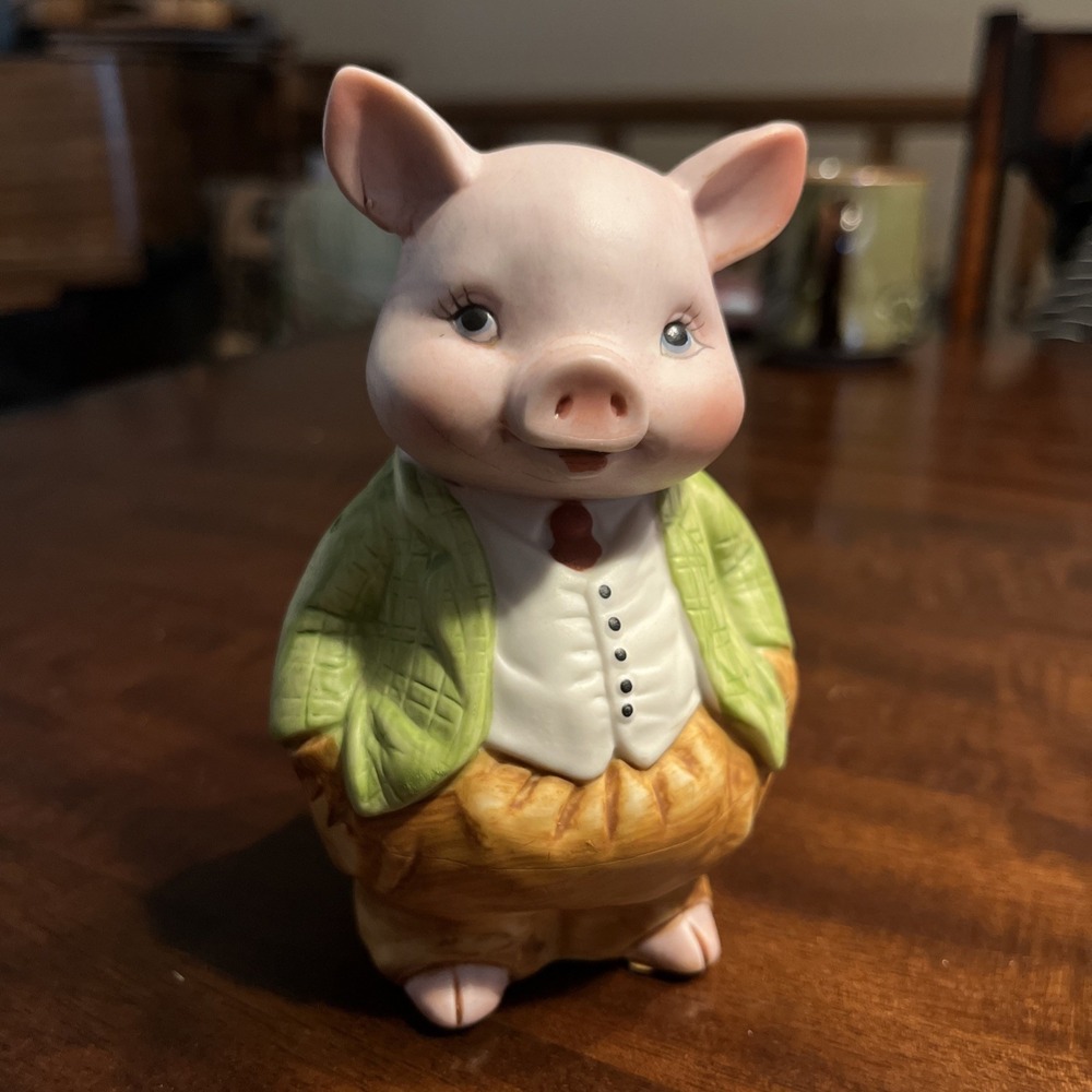 Lefton Mr Pig Piggy Bank Anthropomorphic Suit VTG